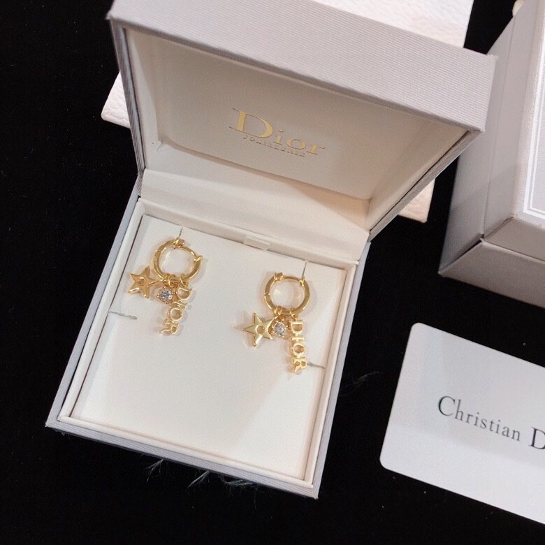 [TOP] D!or Frosted Star diamond earrings - Gold - Christian Dior