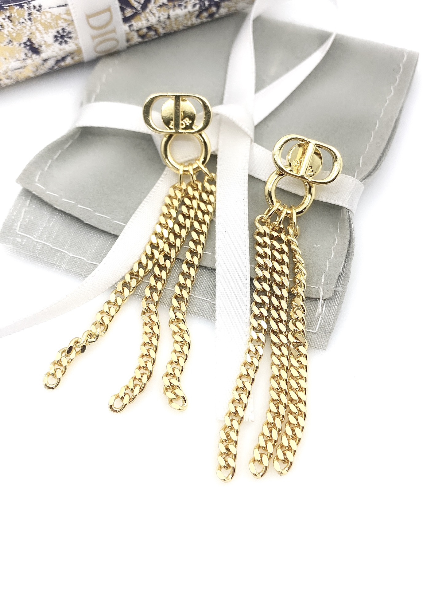 [TOP] D!or CD Tassel Earrings - Gold - Christian Dior