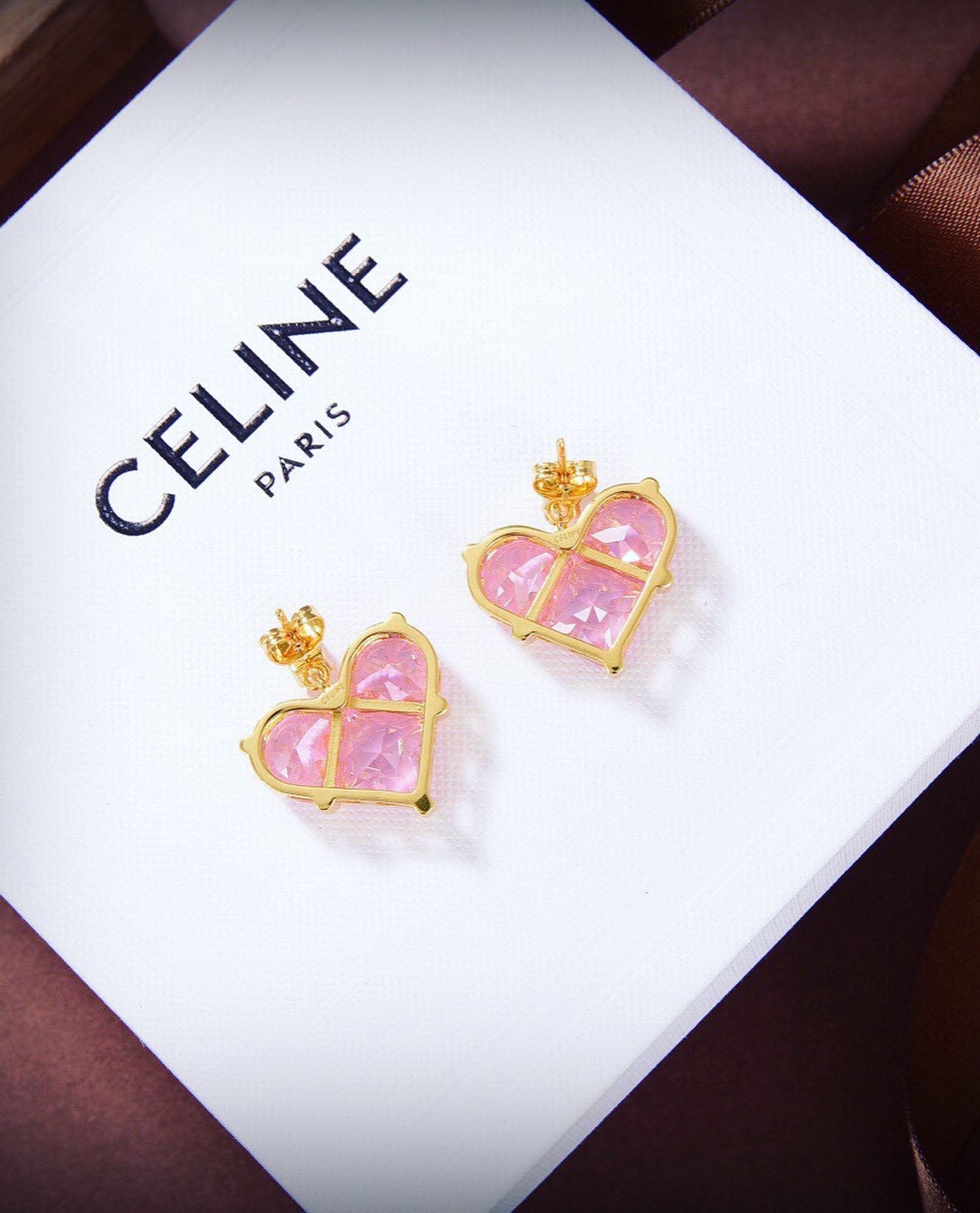[TOP] CLINE Sakura Pink Crystal Earrings - Celine