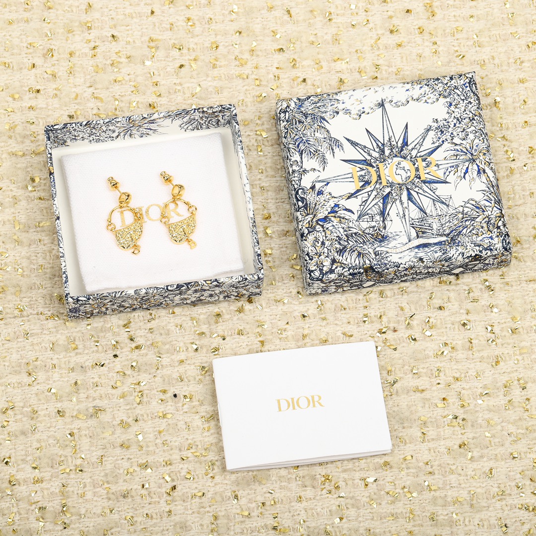 [Top] D!or Montaigne Saddle Stud Earrings - Christian Dior