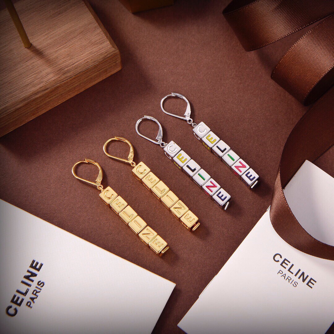 [TOP] CLINE Letter Earrings - 2 Colors - CELINE