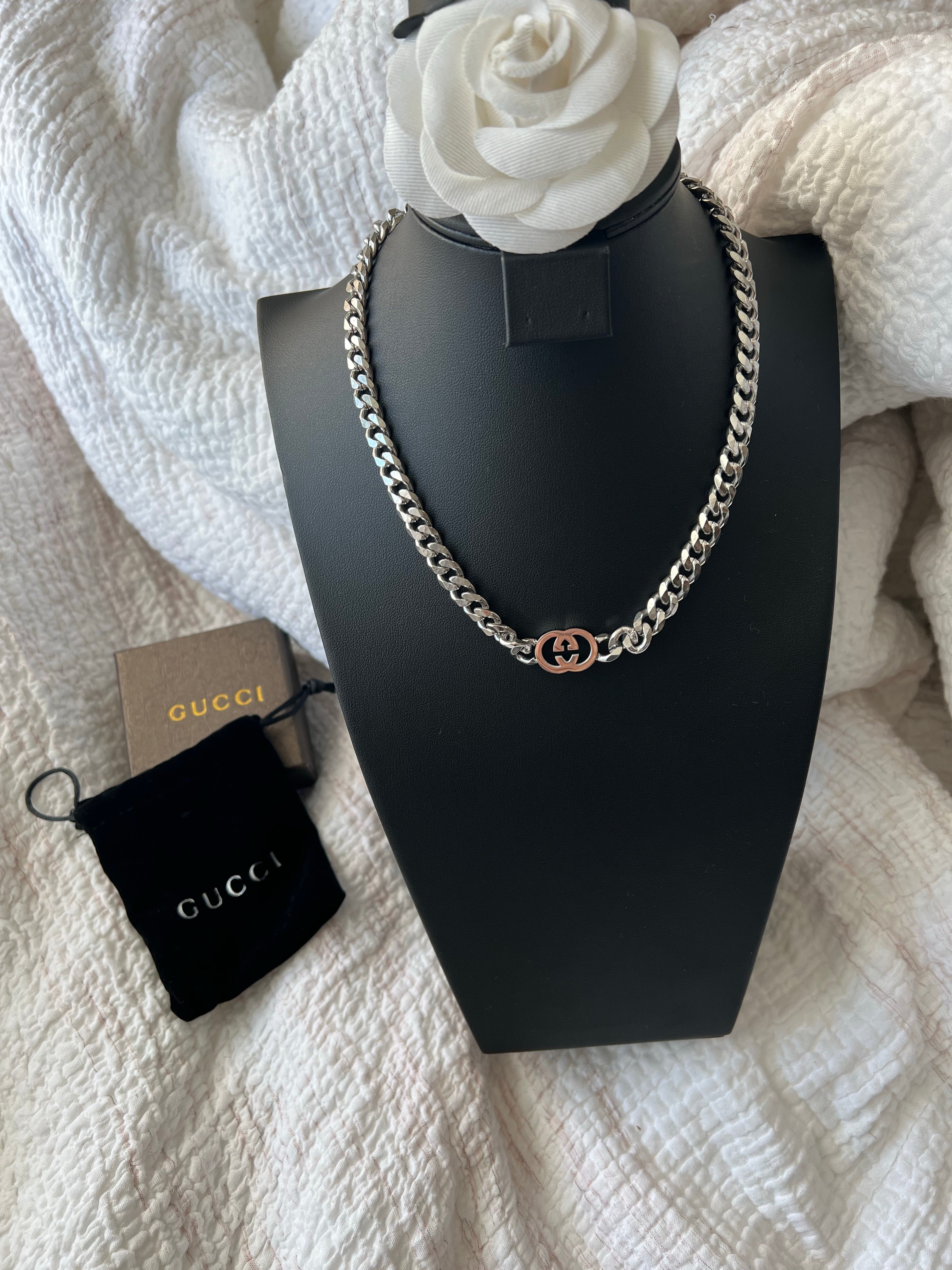 [TOP] GUCC! Interlock G Silver Necklace - Gucci