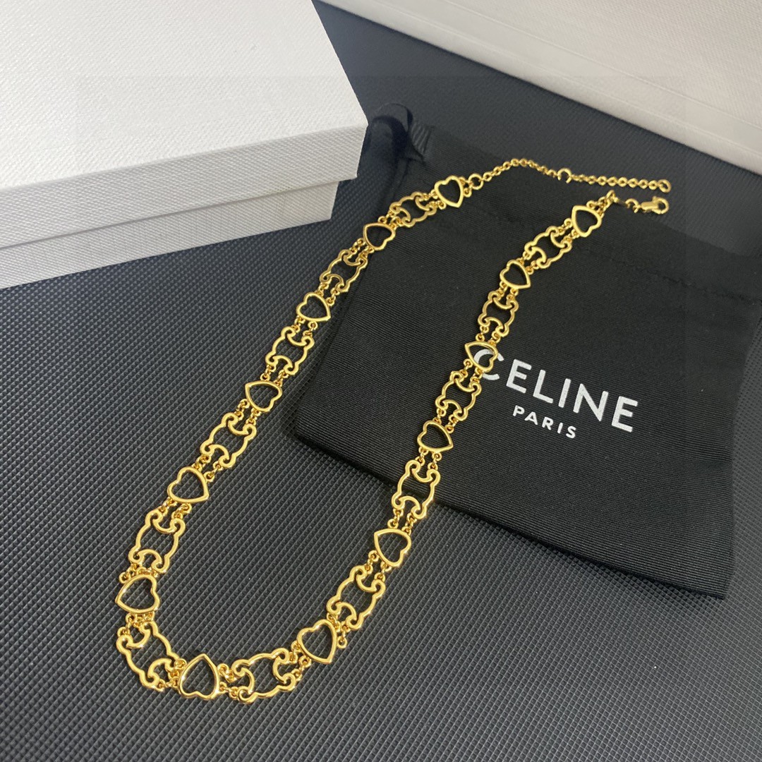 [TOP] CLINE Hollow Heart Necklace - Celine