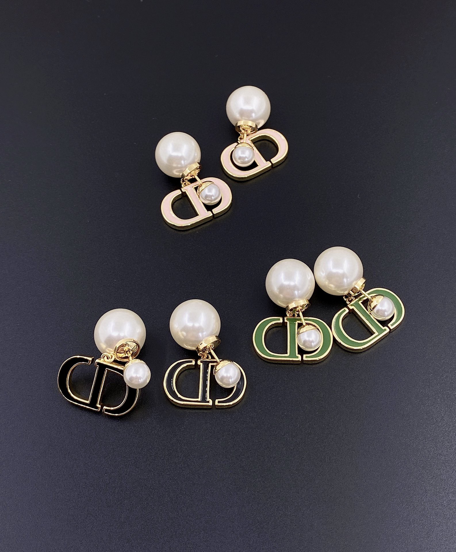 [Top] D!or large/small pearl stud earrings - 3 colors - Christian Dior