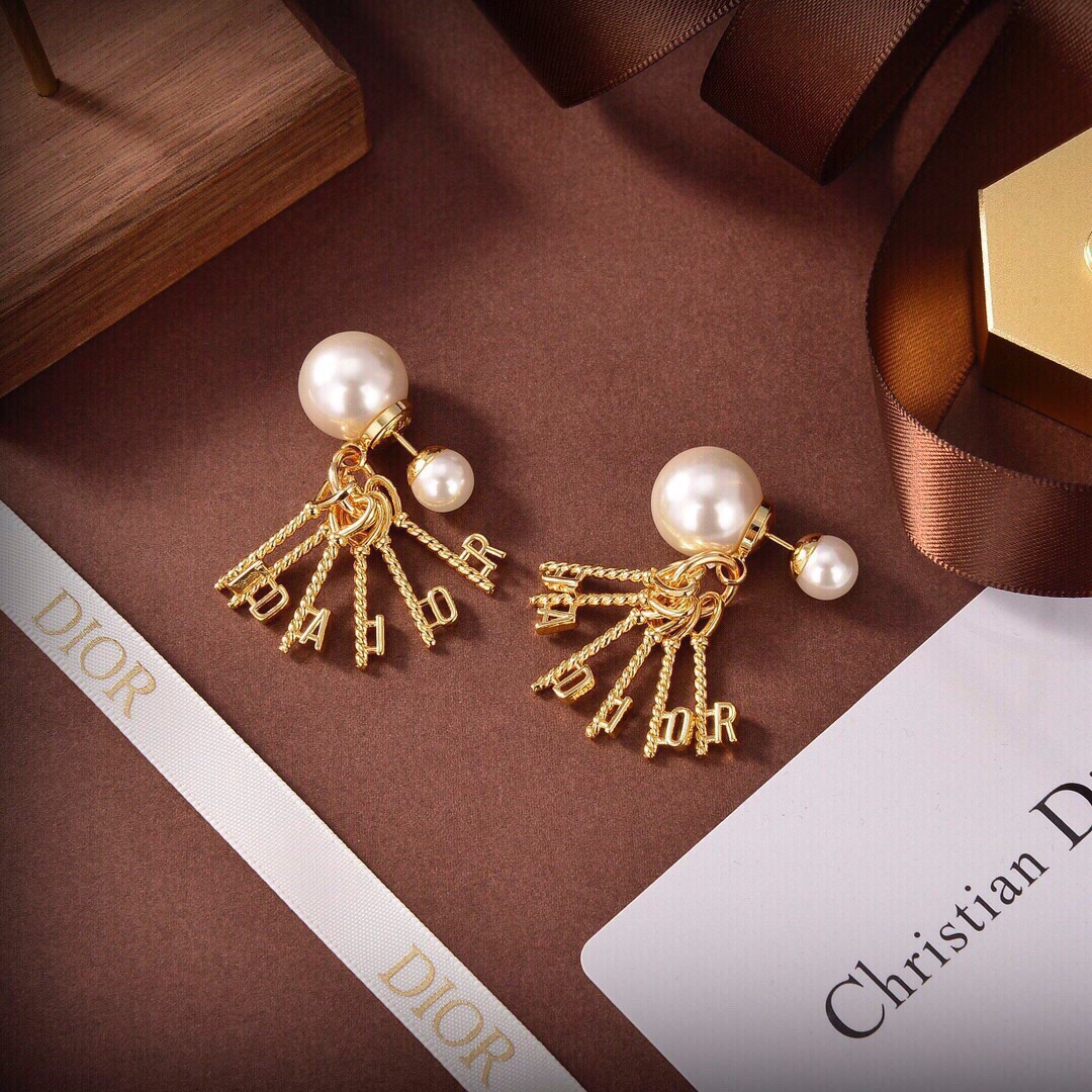 [TOP] D!or Pearl earrings - Gold - Christian Dior