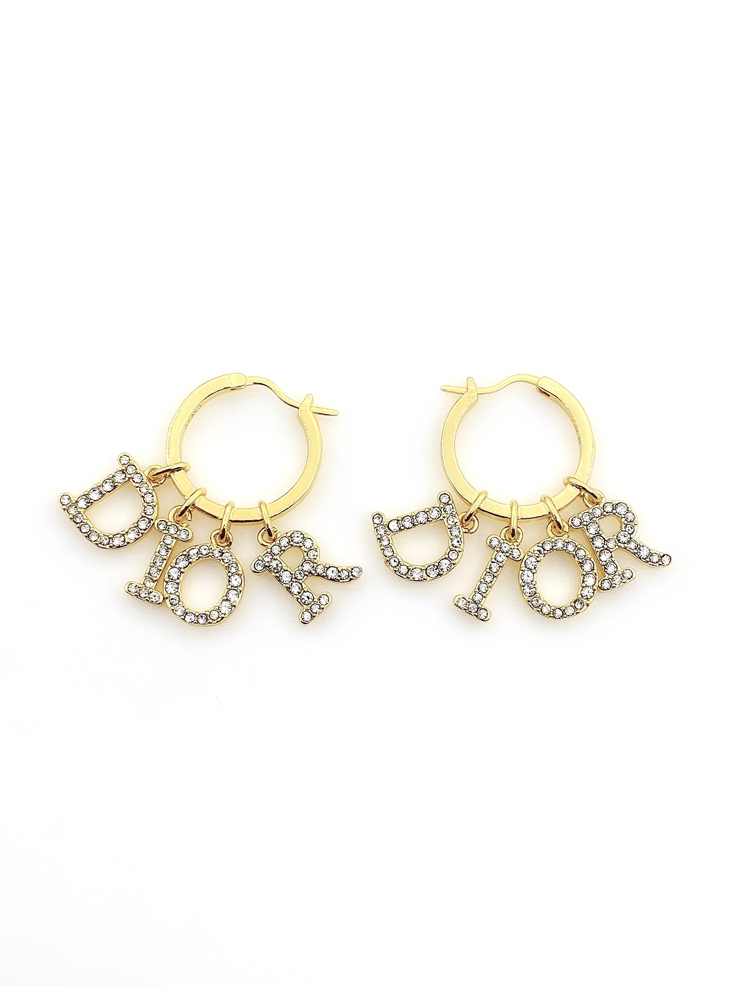[TOP] D!or Letter Aiamond Earrings - Gold - Christian Dior