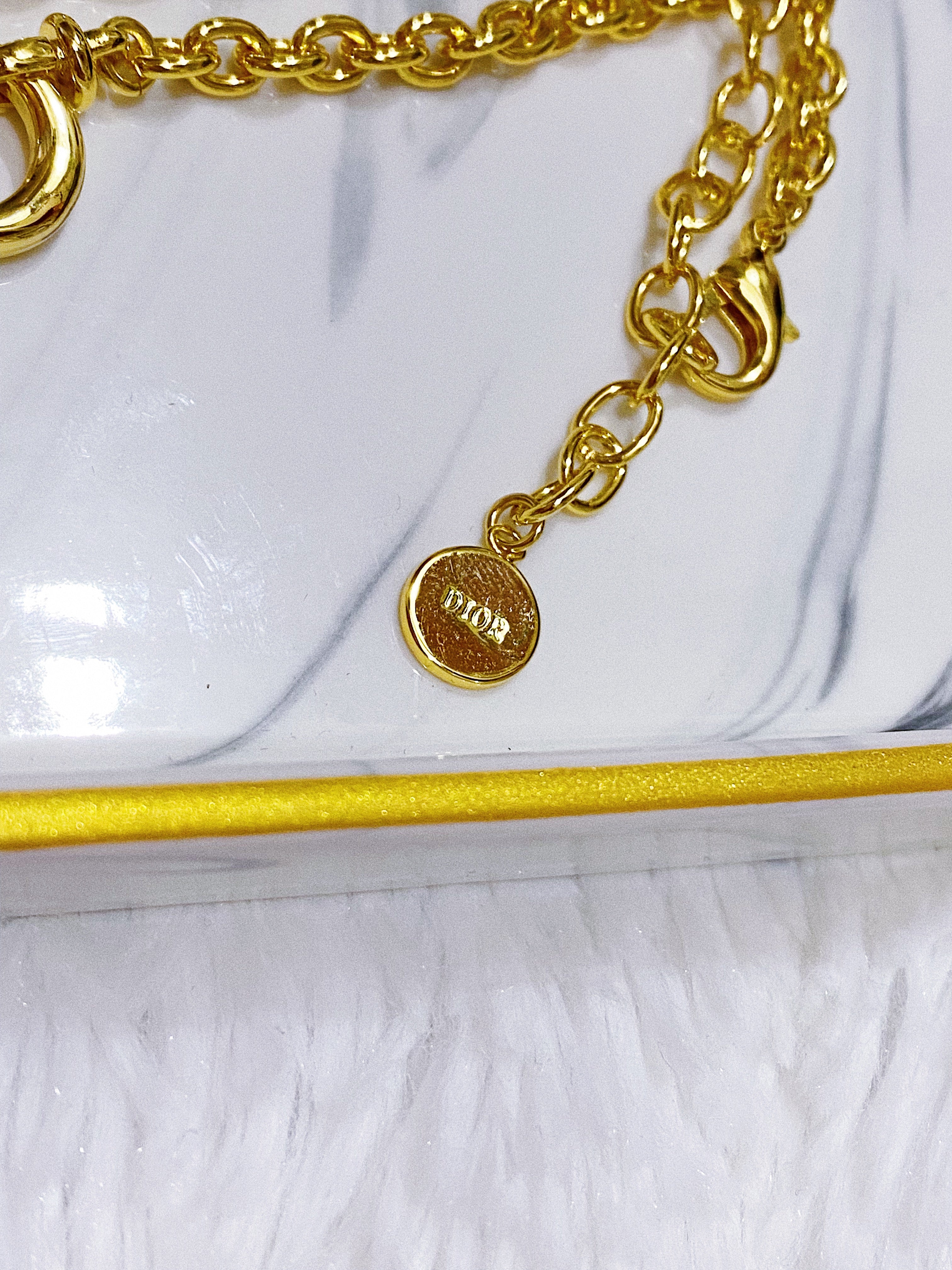 [TOP] D!or CD Gold Necklace with Pearl - Christian Dior