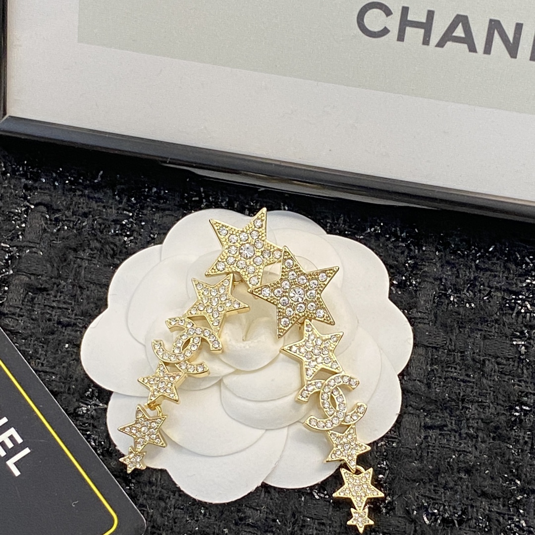 [TOP] CH@NEL Star Tassel Earrings - Gold - Chanel