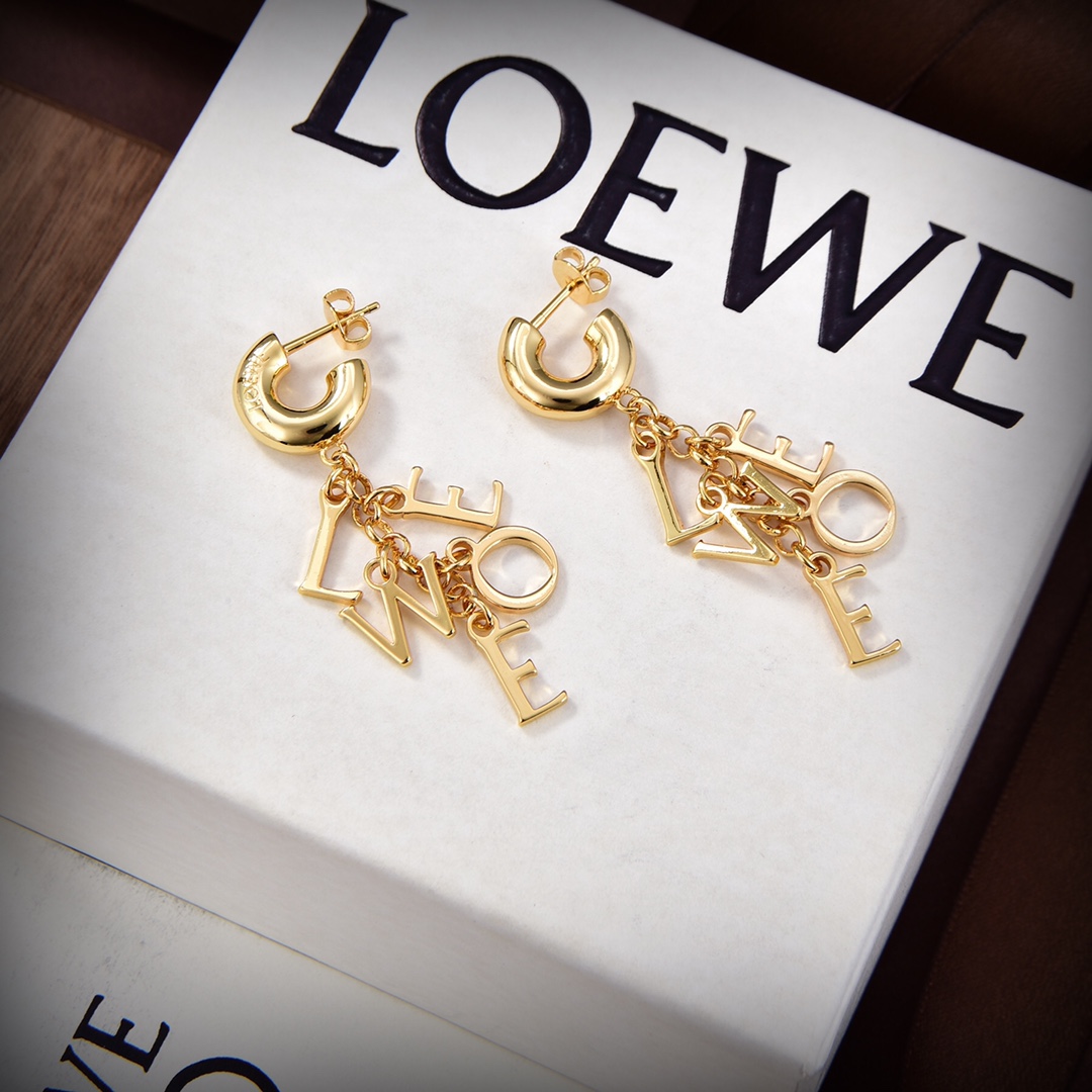 [TOP] LOEW LOGO Earrings - Gold - LOEWE