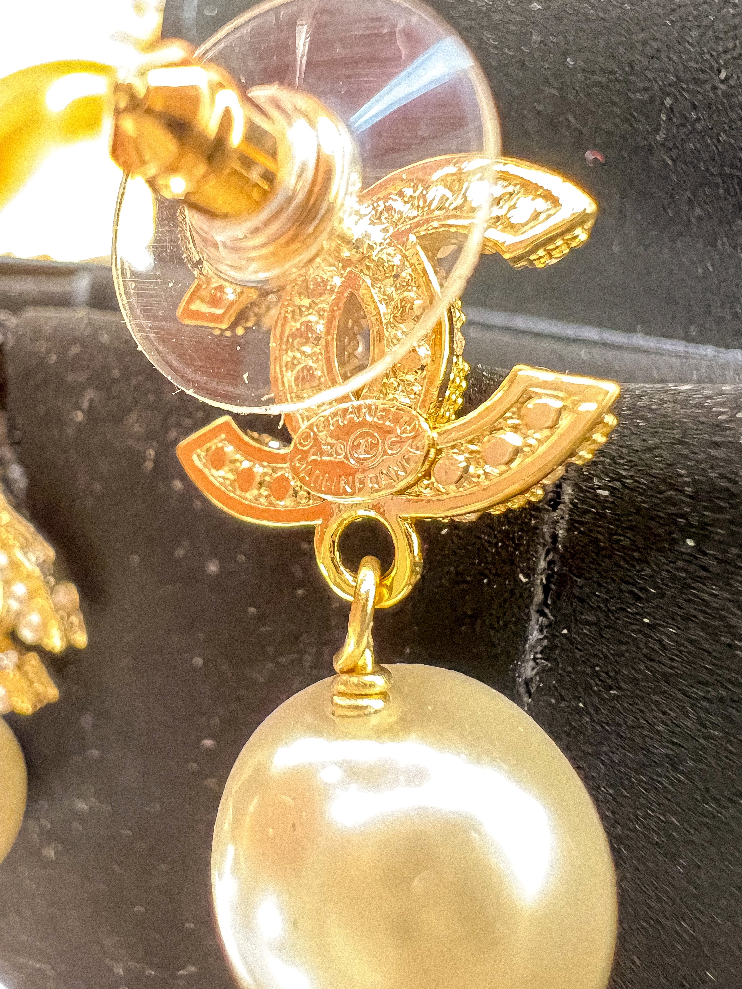 [TOP] CH@NEL Immitation Pearl Drop Earrings - Chanel