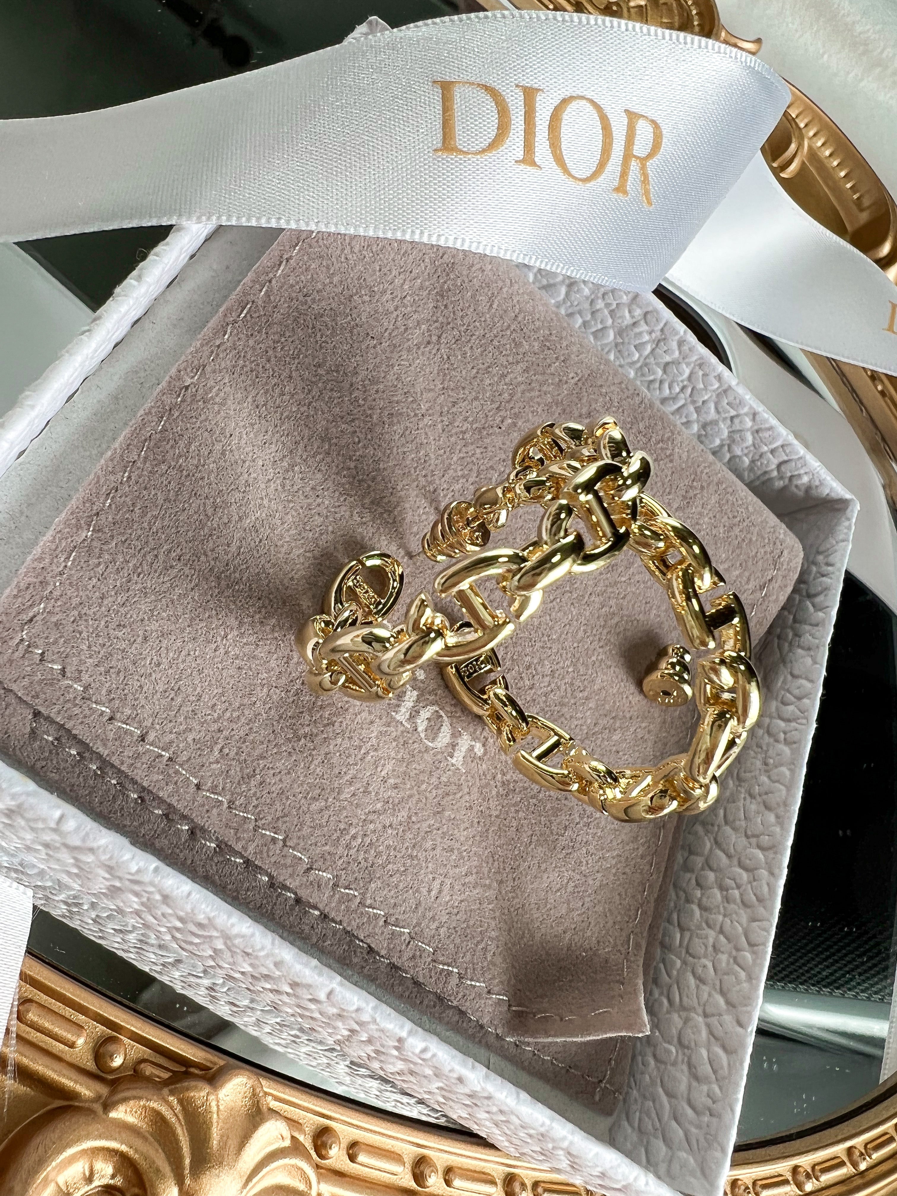 [TOP] D!or Navy Hoops Earrings - Gold - Christian Dior