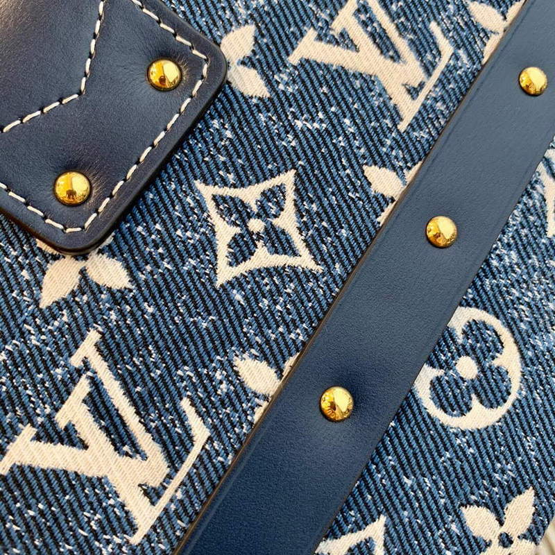 LV M59717 Louis Vuitton Petite Malle Denim Bag Blue