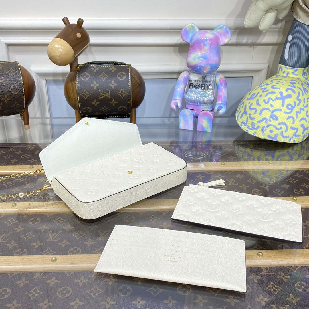 LV M82363 Louis Vuitton Felicie Pochette Monogram Empreinte Bag White