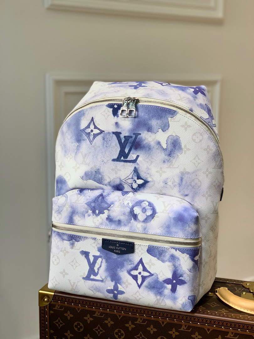 LV M45760 Louis Vuitton Discovery Backpack White Blue
