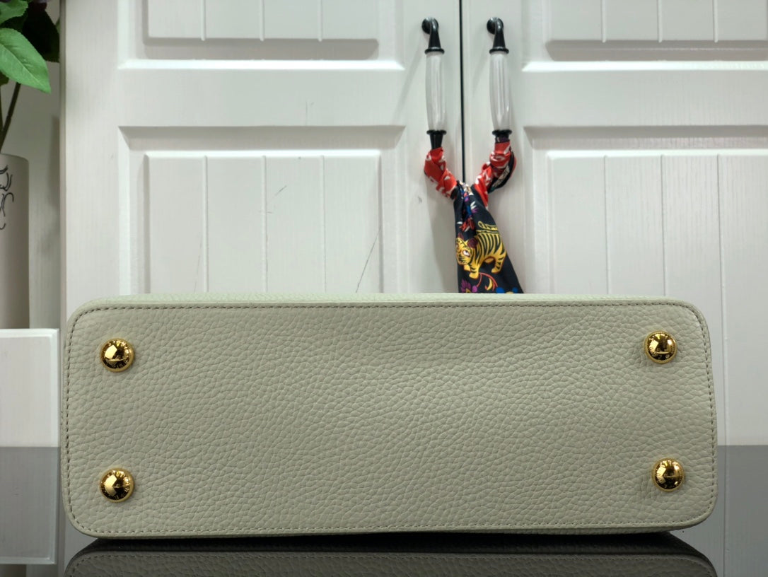 LV M48865 Louis Vuitton Capucines Mini BB Handbag M59468 Snow White and Cedrat