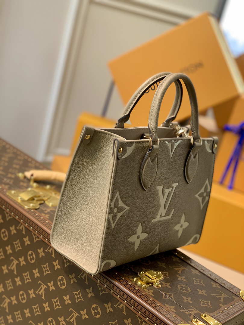 LV M45779 Louis Vuitton Onthego Pm Bag leather Gray