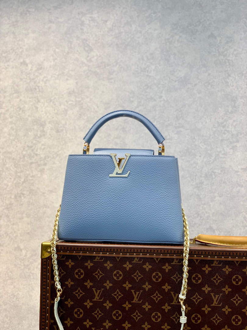 LV M59512 Louis Vuitton Capucines BB Bag Iris Purple/Cr��me