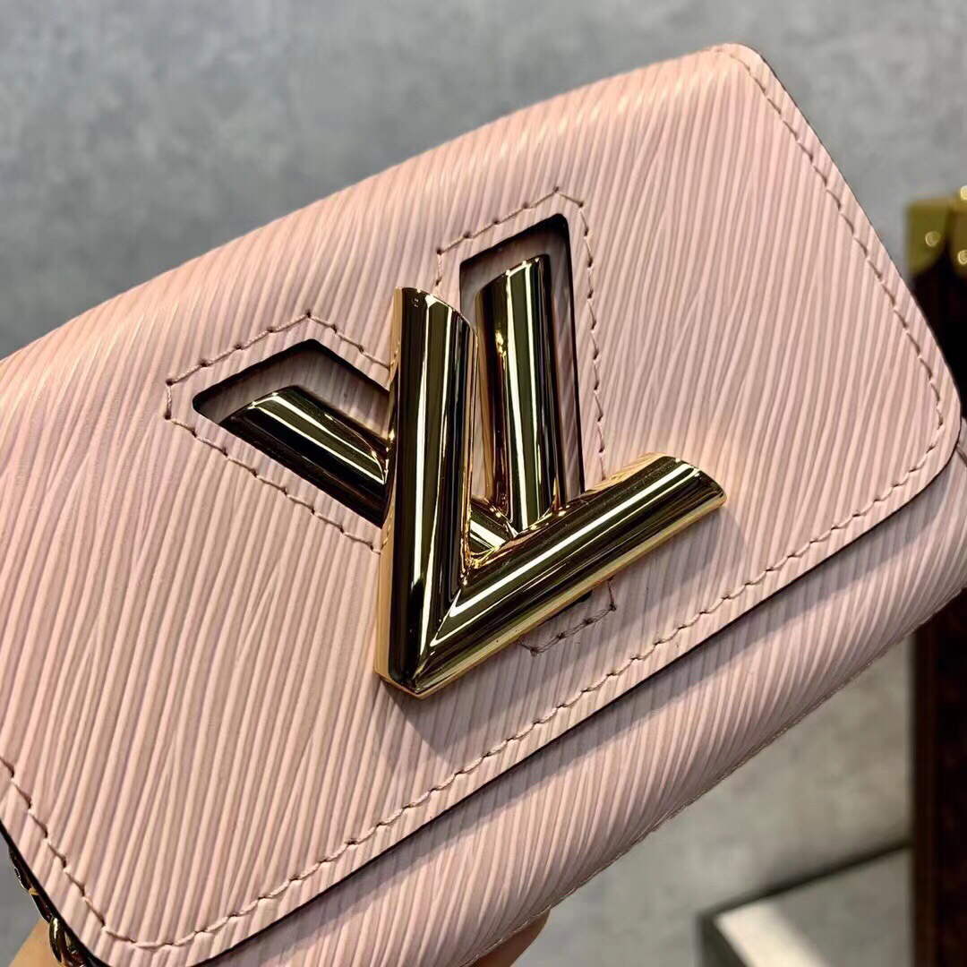LV M59884 Louis Vuitton Twist MM Handbag Kaki / Quartz White