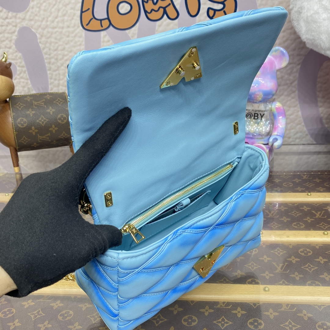 LV M24185 Louis Vuitton GO-14 MM Bag Lagoon Turquoise Blue