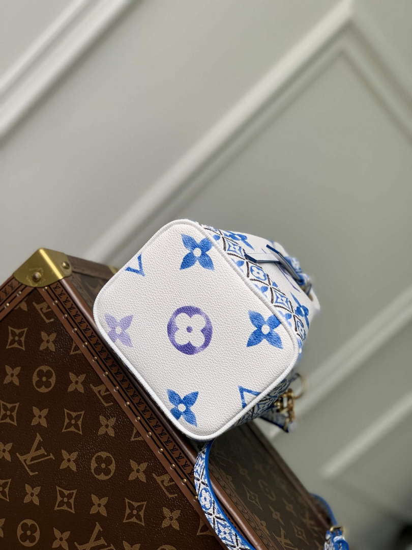 LV M82386 Louis Vuitton Nano No�� Bucket Bag Blue