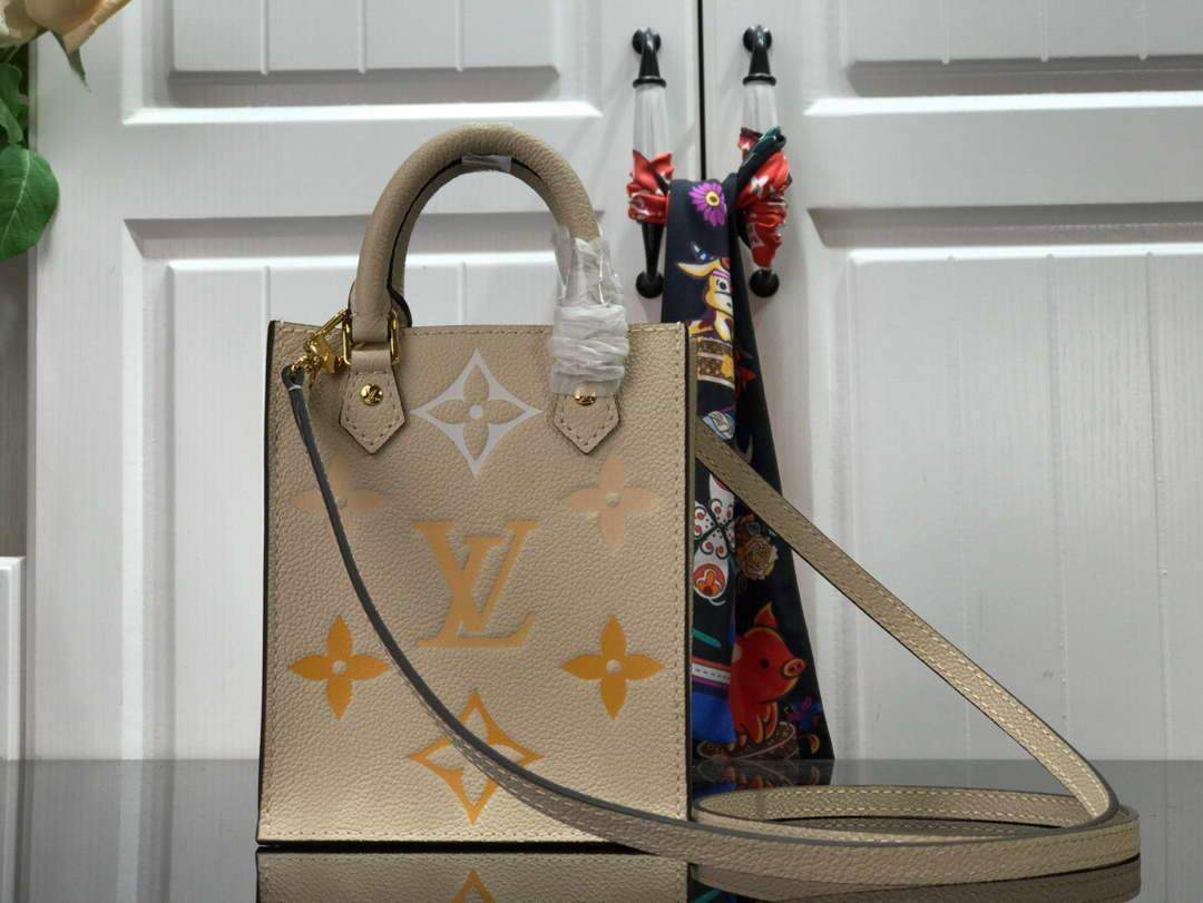 LV M80449 Louis Vuitton Petit Sac Plat Bag Cream Saffron