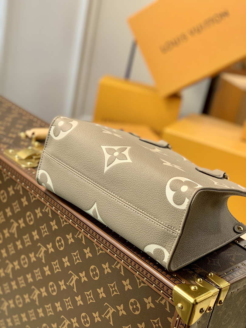 LV M45779 Louis Vuitton Onthego Pm Bag leather Gray