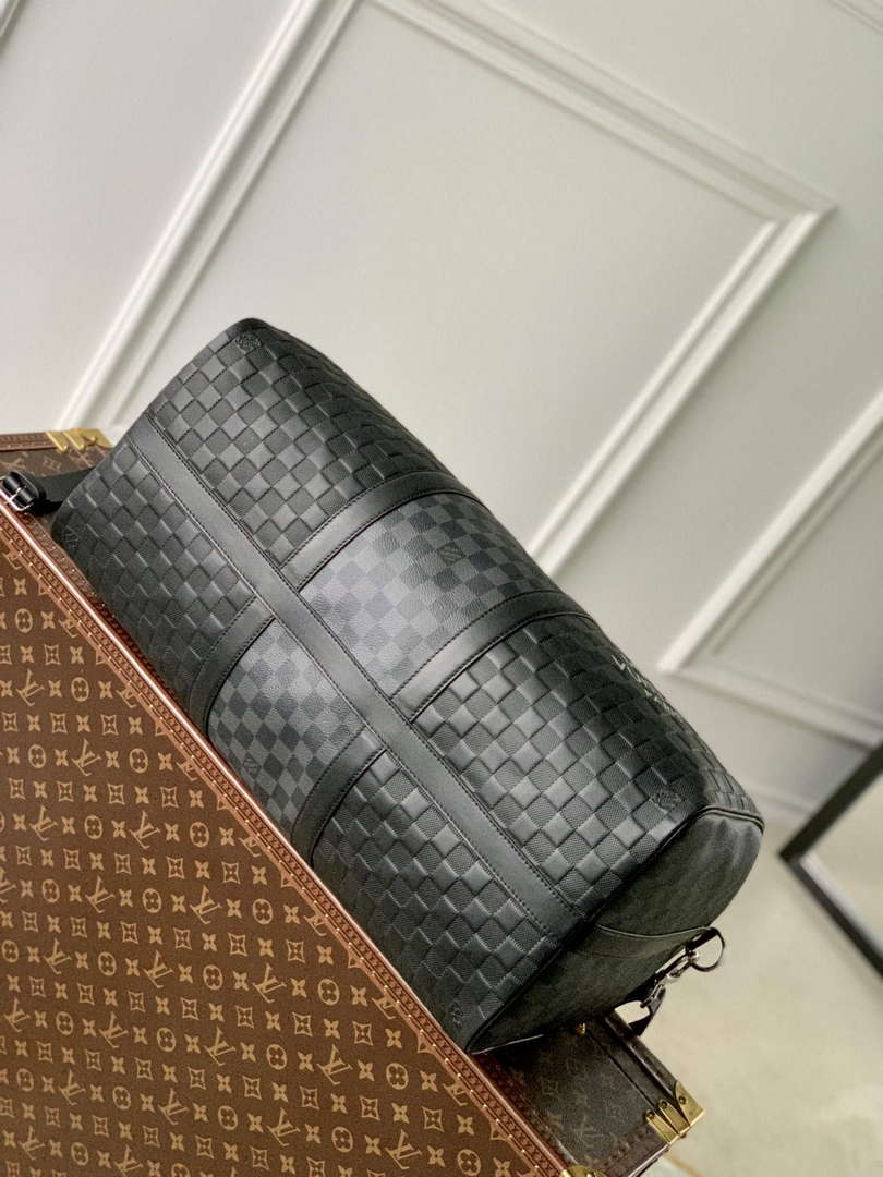 LV N40443 Louis Vuitton Keepall Bandouli��re 50 Bag Black Graphite