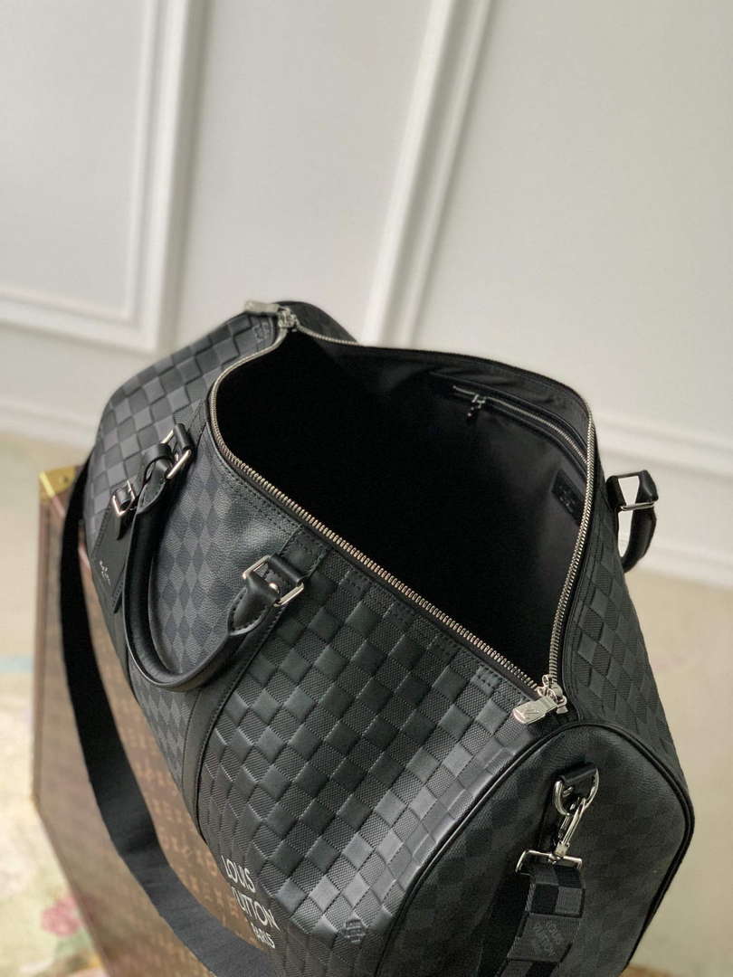 LV N40443 Louis Vuitton Keepall Bandouli��re 50 Bag Black Graphite