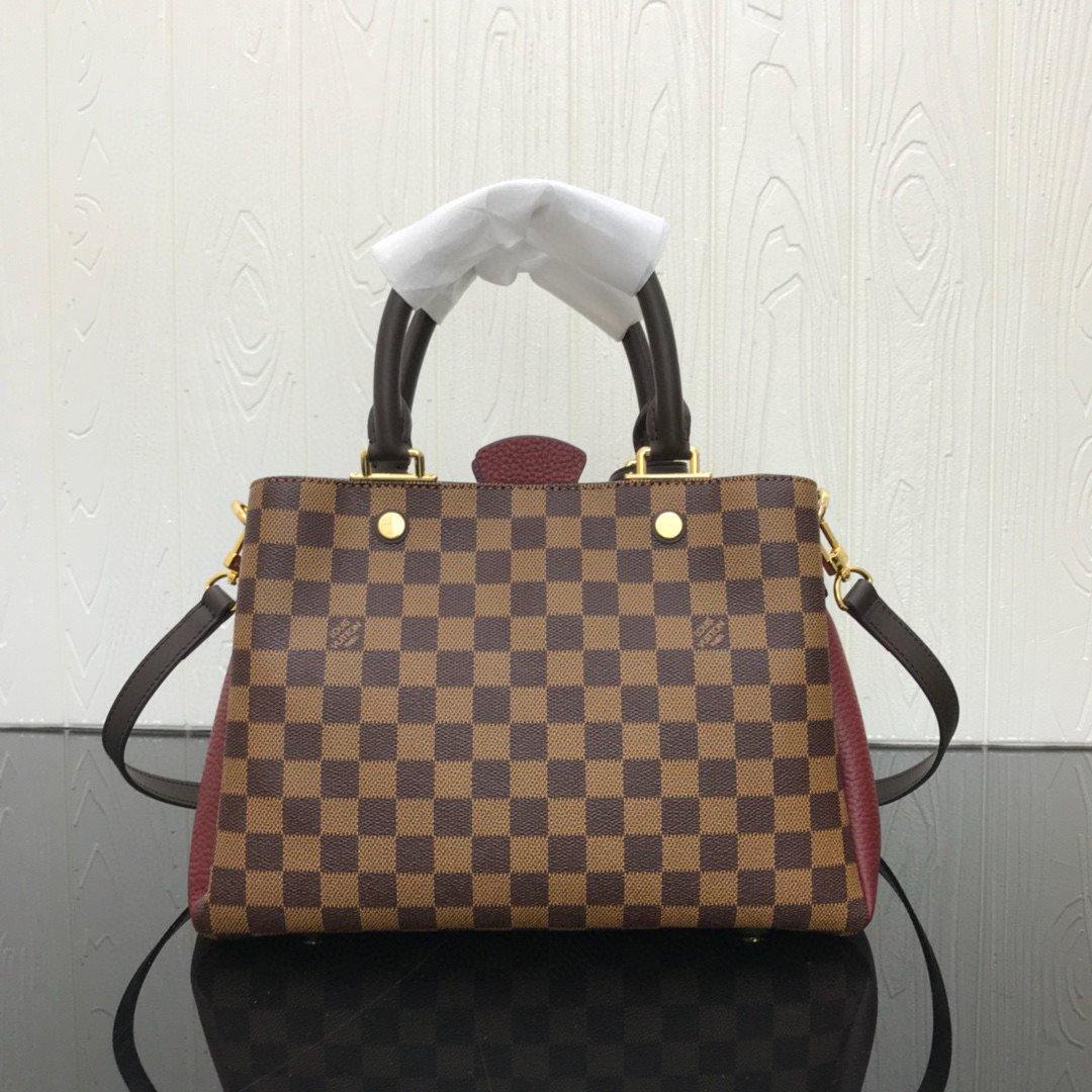 LV N44020 Louis Vuitton Brittany BB Tote Damier Ebene N41675 Wine Red