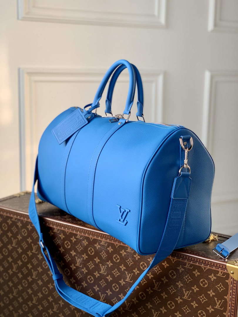LV M22609 Louis Vuitton Keepall Bandouli��re 50 Bag Blue