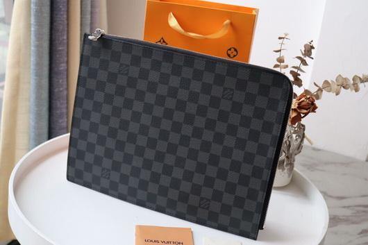 LV N41501 Louis Vuitton Pochette Joule GM Clutch Bag Damier Graphite