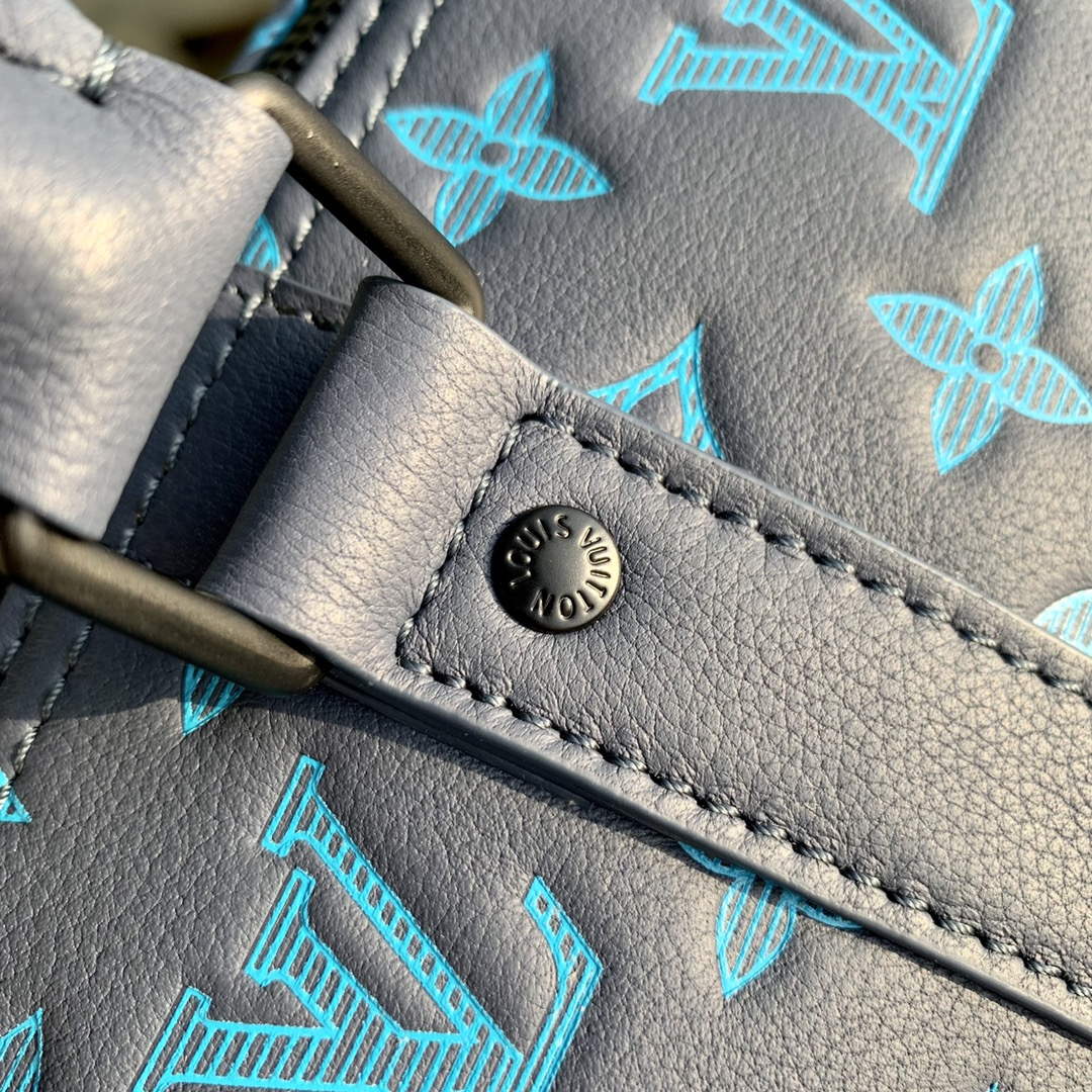 LV M46593 Louis Vuitton Keepall Bandouli��re 50 Bag Navy River Blue