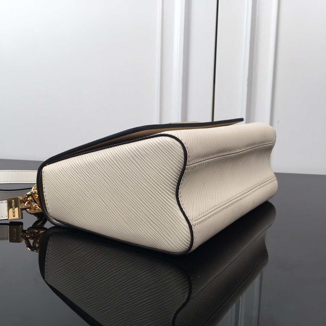 LV M59403 Louis Vuitton Twist MM Epi White Grained Leather