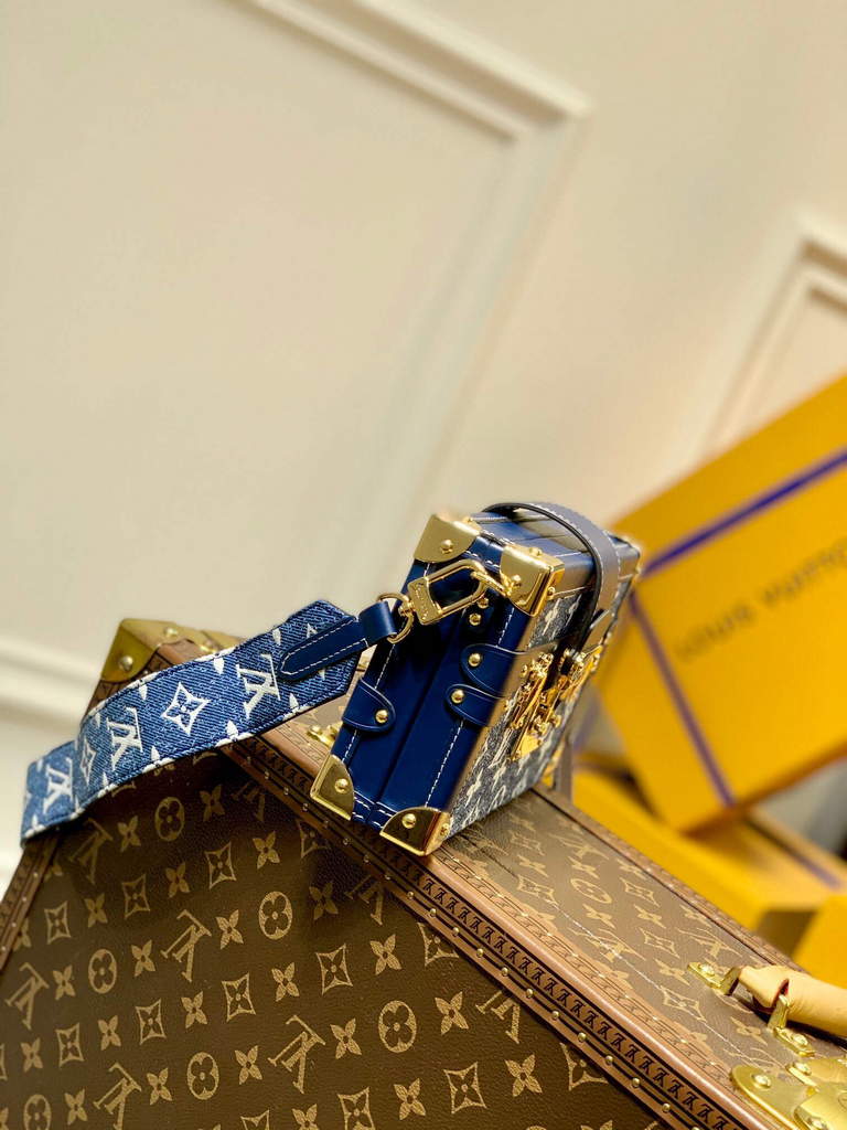 LV M59717 Louis Vuitton Petite Malle Denim Bag Blue