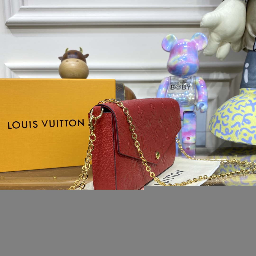 LV M82607 Louis Vuitton Felicie Pochette Monogram Empreinte Bag Red