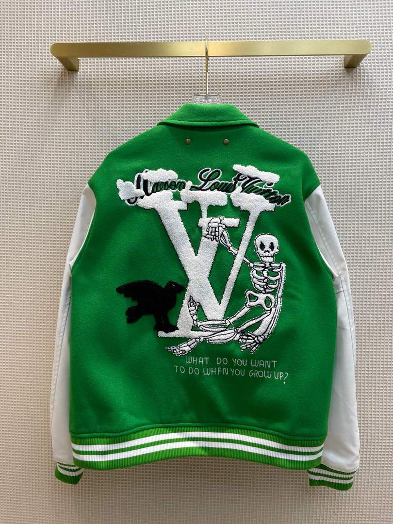 LV Women s Clothing Designer Louis Vuitton Alphabet Baseball Jacket 88010