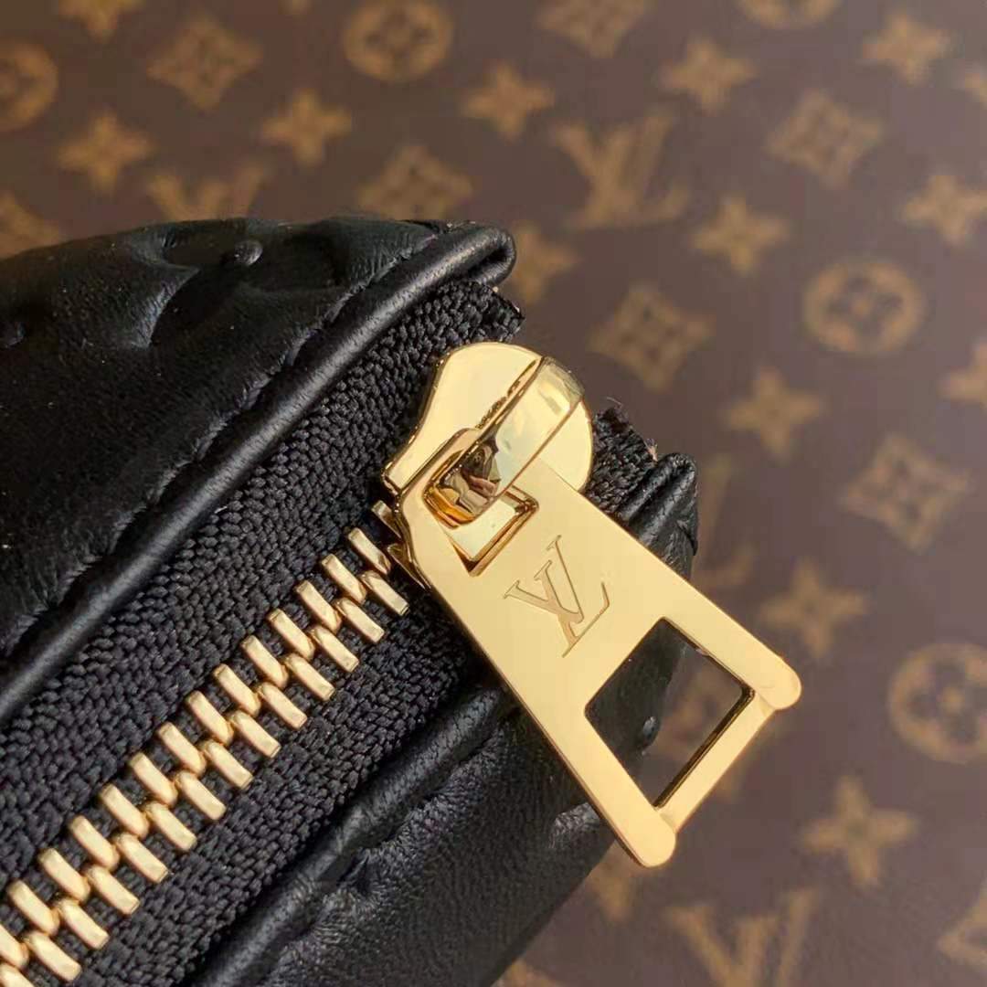 LV M57783 Louis Vuitton Coussin MM Embossed puffy Lambskin Bag Black