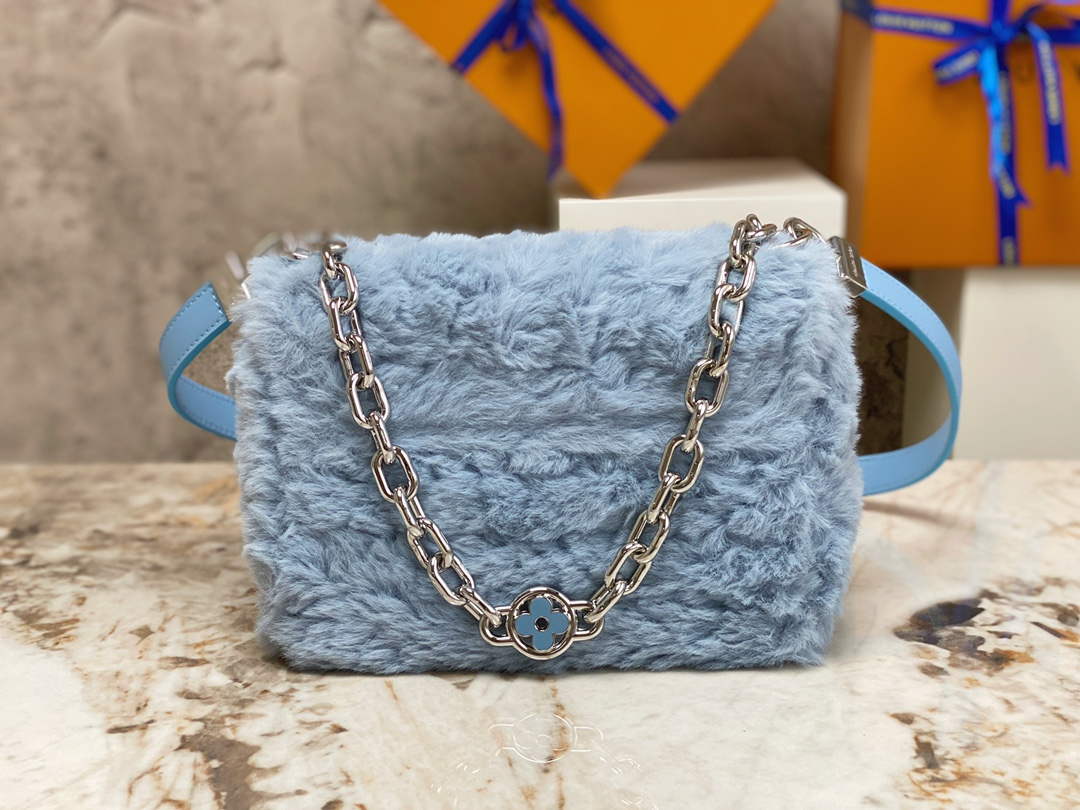 Louis Vuitton LV M21040 Twist MM Handbag Jean Blue