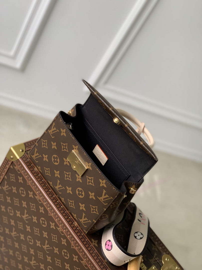 LV M46055 Louis Vuitton Cluny Mini Handbag Black Shoulder Strap