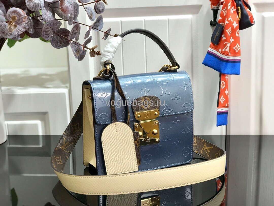 LV M90514 Louis Vuitton Spring Street Monogram Vernis Bag M90454 Blue