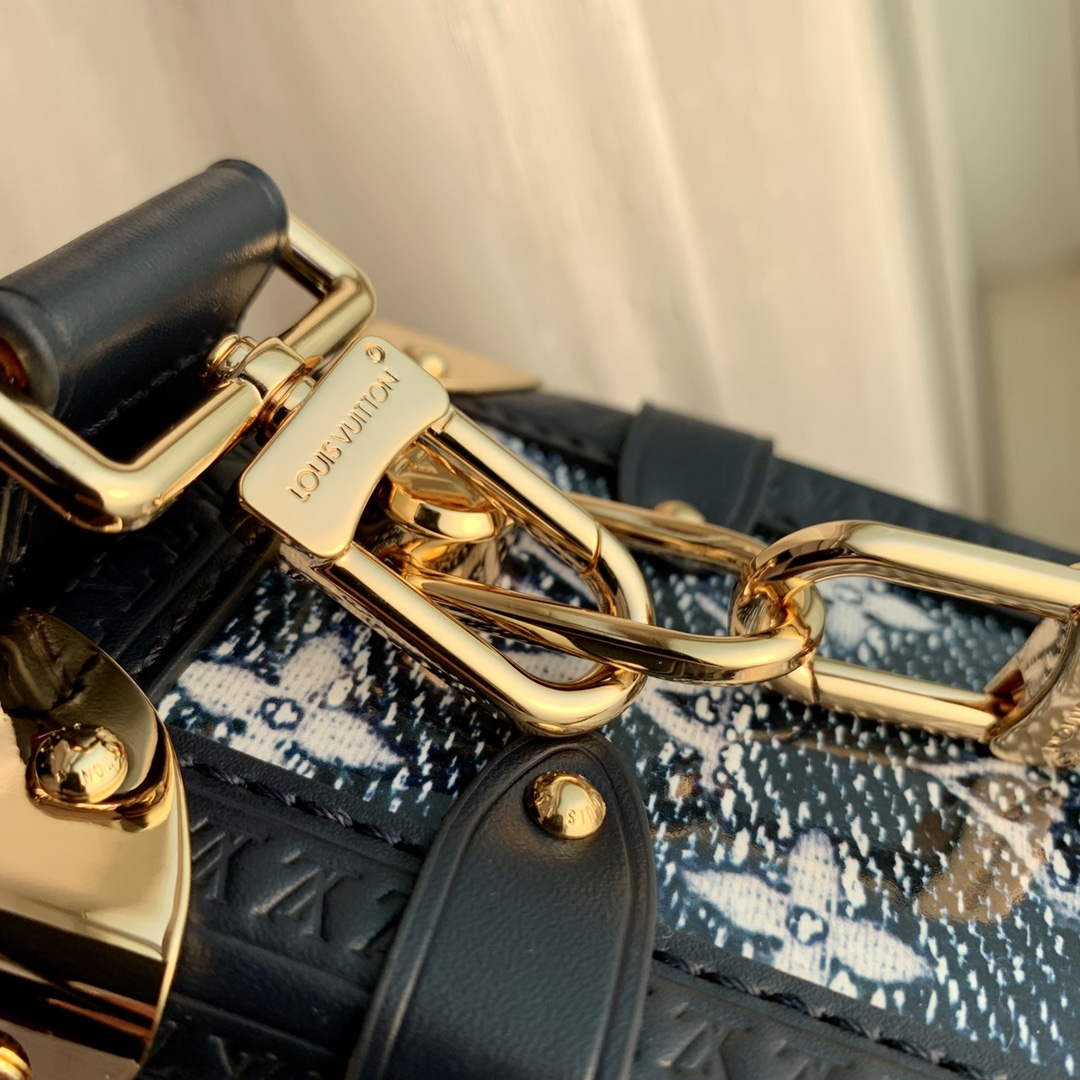 LV M22944 Louis Vuitton Side Trunk Handbag Blue