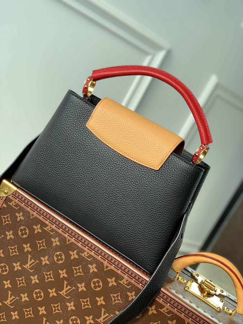 LV M20704 Louis Vuitton Capucines MM Handbag Black