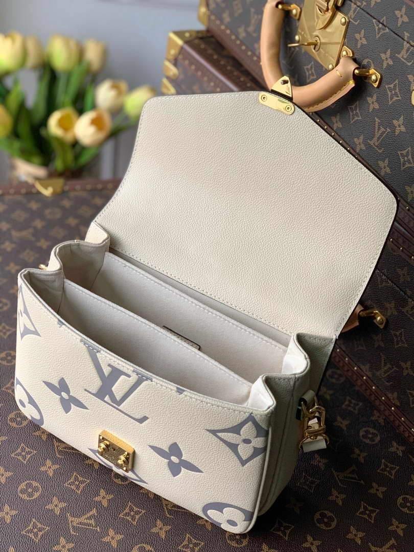 LV M45596 Louis Vuitton Pochette Metis Bicolor Monogram Empreinte Leather Cream