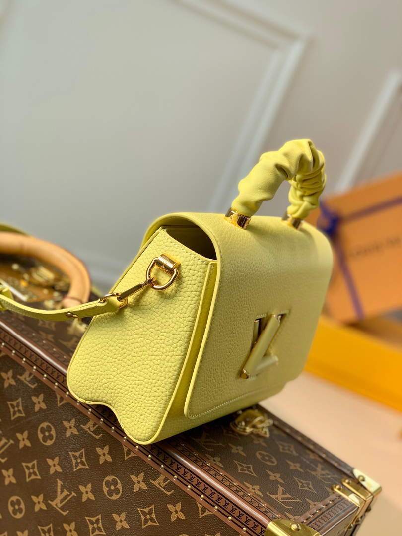 LV M58688 Louis Vuitton Twist MM Leathers Handbag Ginger Yellow