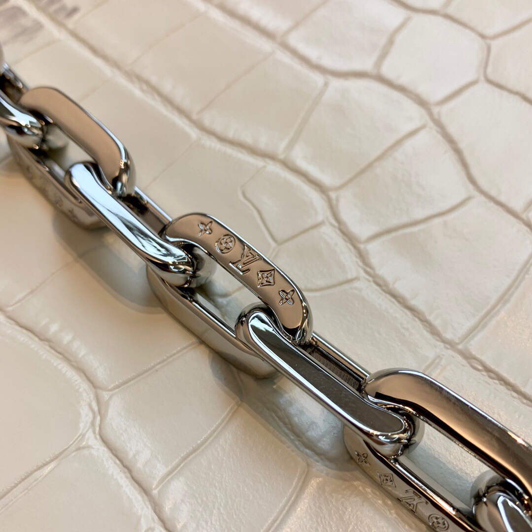 LV M57791 Louis Vuitton Coussin PM Crocodile pattern Bag White