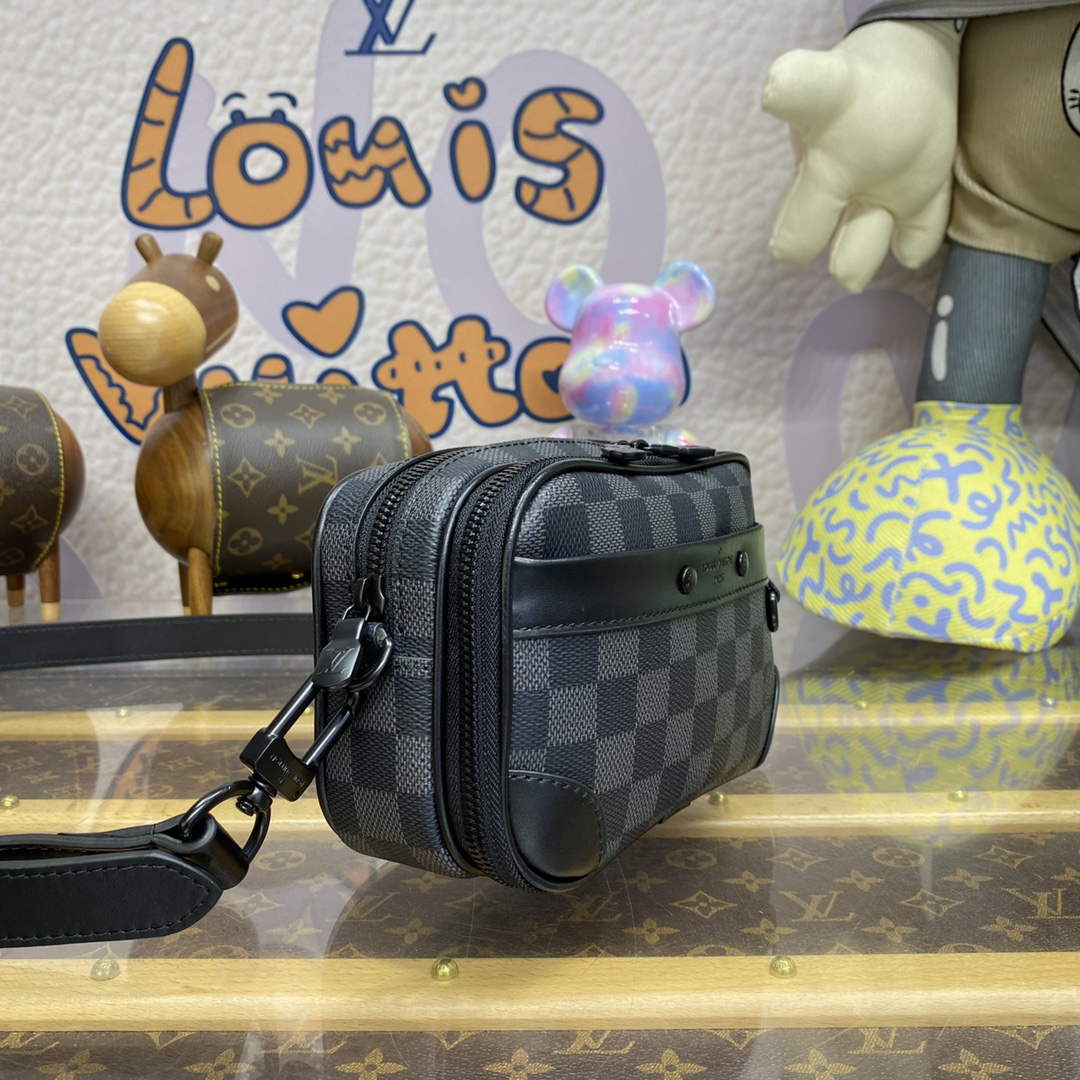 LV M82542 Louis Vuitton Nano Alpha Bag Black grid