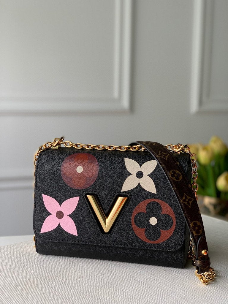 LV M57057 Louis Vuitton Twist MM shoulder Epi M50282 bag Black