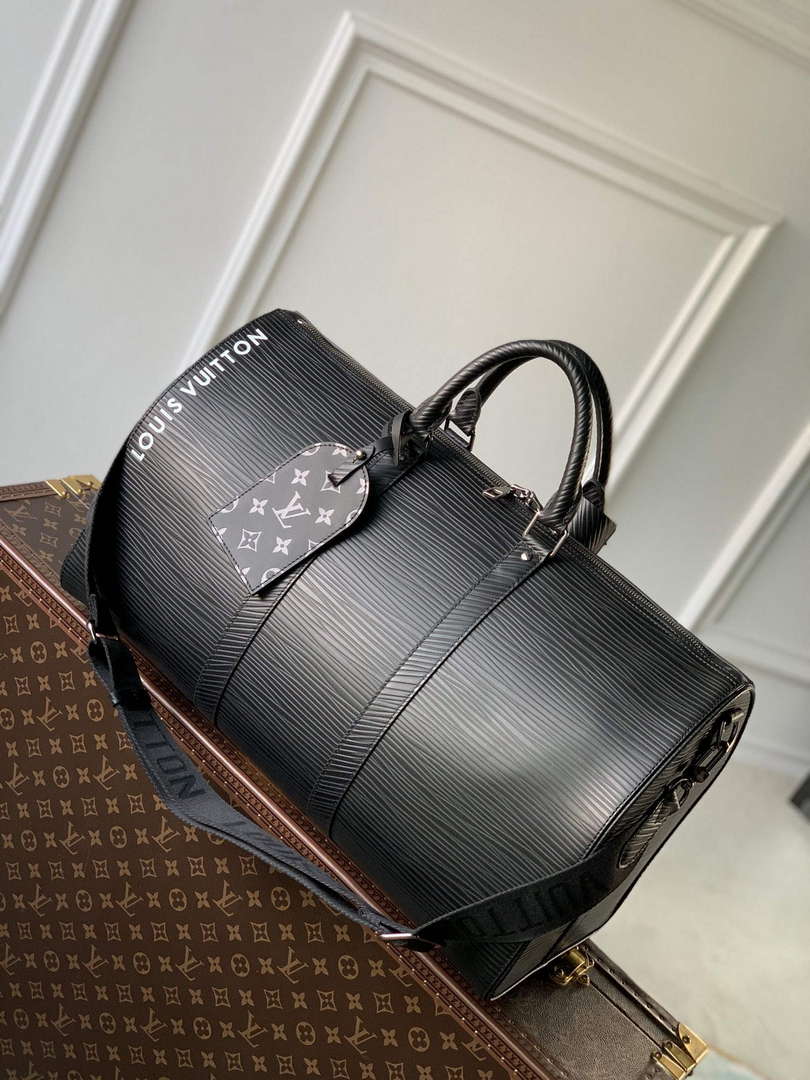 LV M23721 Louis Vuitton Keepall Bandouli��re 50 Bag Black