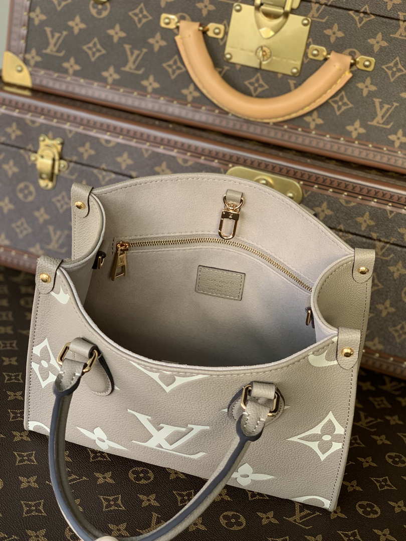 LV M45779 Louis Vuitton Onthego Pm Bag leather Gray