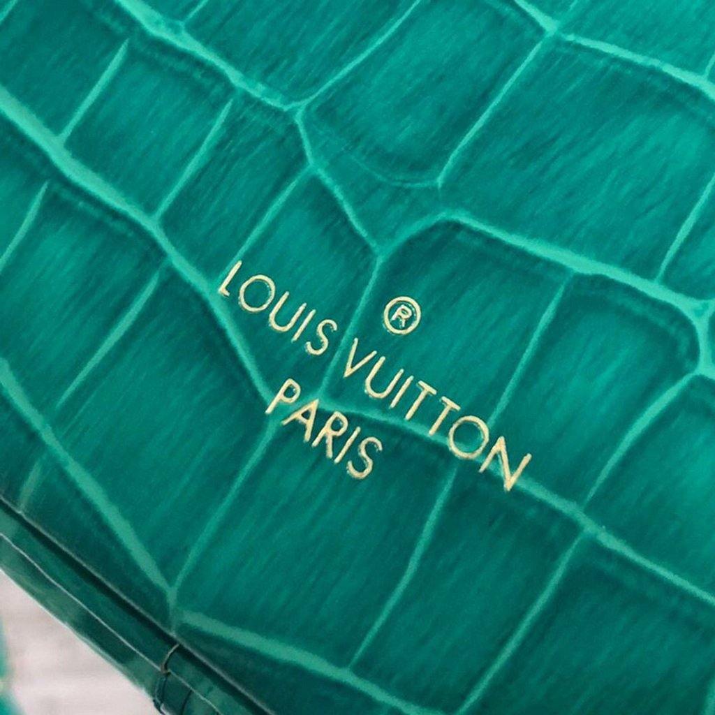 LV N93598 Louis Vuitton N93597 Petite Boite Chapeau Crocodilien Brillant Bag Green
